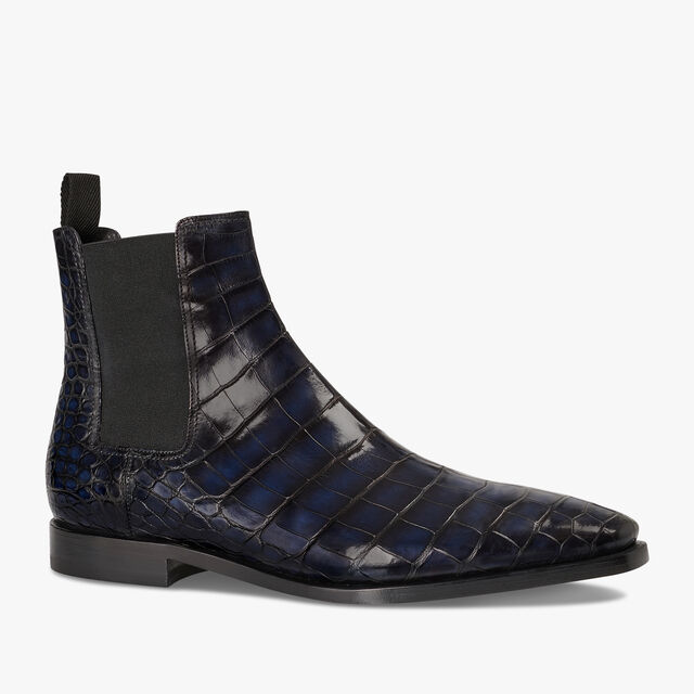 Caractère Éclair Alligator Leather Boot, NERO BLU, hi-res 5