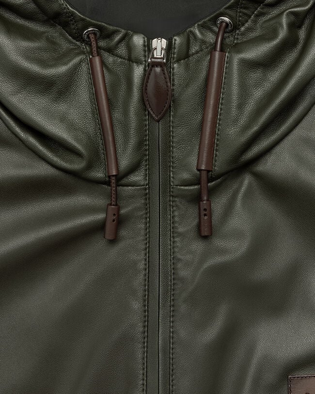 Ultralight Fly Leather Parka, Forest Green, hi-res