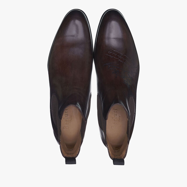 Cursive Galet Scritto Leather Boot, EBANO, hi-res 3
