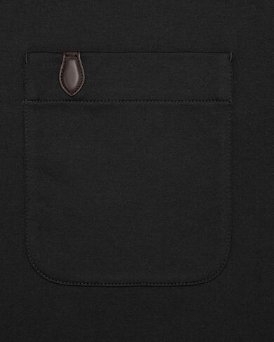 Pocket T-shirt with Leather Detail, Marine, hi-res