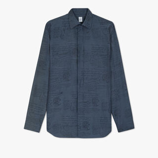 Silk & Cotton Scritto Andy Shirt, WASHED INDIGO, hi-res