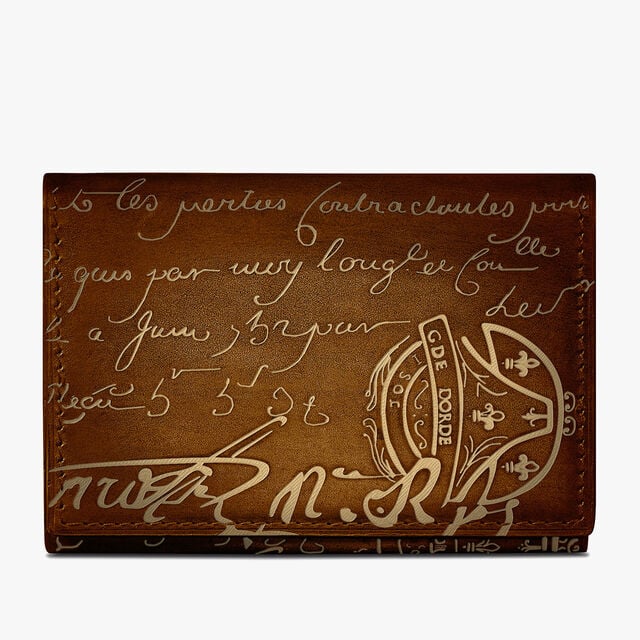 インブイア スクリットレザー カードホルダー, CACAO INTENSO + GOLD, hi-res 1