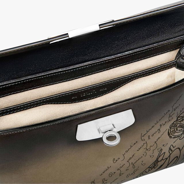 Sac Bandoulière E'Mio Messenger en Cuir Sritto, NERO LEGNO, hi-res 7