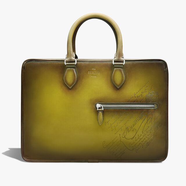 Un Jour Scritto Leather Briefcase, JUNGLE GREEN, hi-res 1