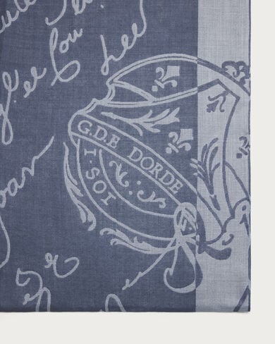 Giant Scritto Pattern Scarf, Cloudy Blue, hi-res