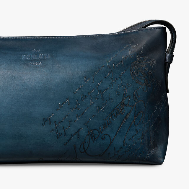 Ivy Scritto Leather Toiletry Pouch, STEEL BLUE, hi-res 5