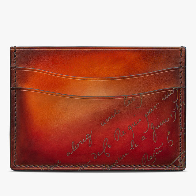 Bambou Scritto Leather Card Holder, RED SUNSET, hi-res 1