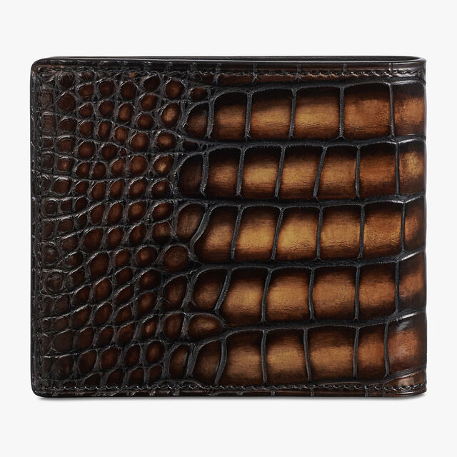 Makore Alligator Leather Compact Wallet, TOBACCO BIS, hi-res 2