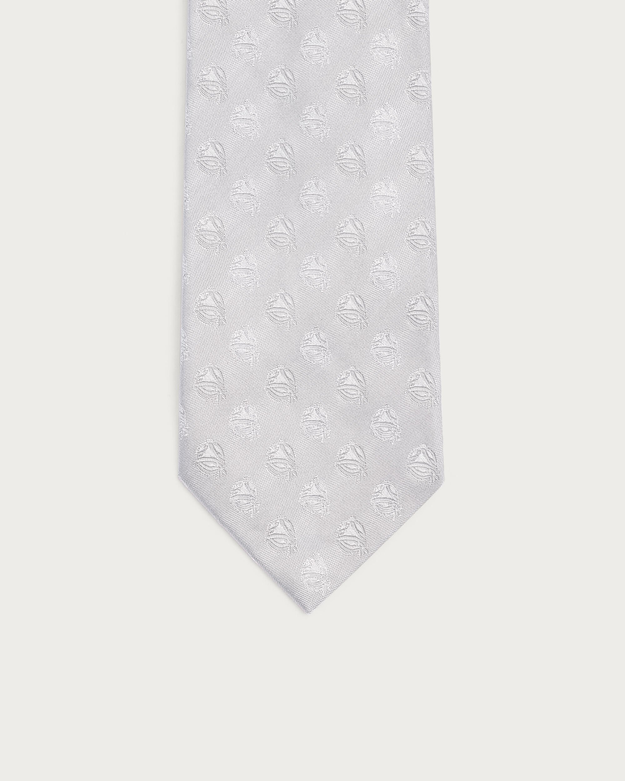 Polka Crest Tie, Silver, hi-res