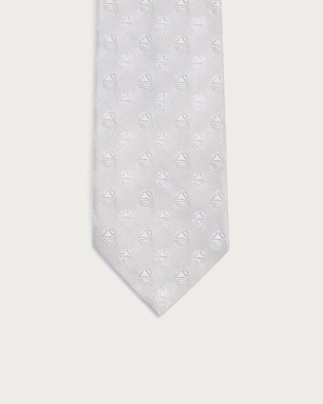 Polka Crest Tie, Silver, hi-res