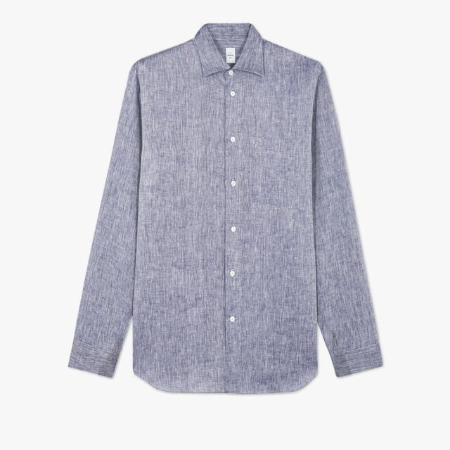 Linen Box Fit Shirt, BLUE SEA LINEN, hi-res 1