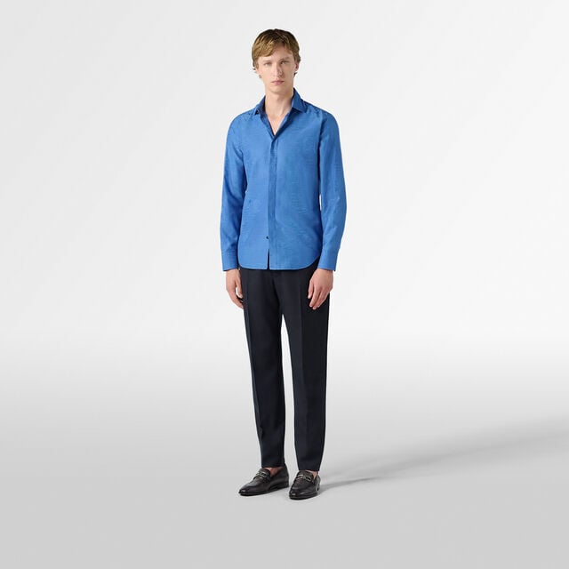 Chemise Andy En Coton Et Soie Scritto, BLUE HAWAI, hi-res 4