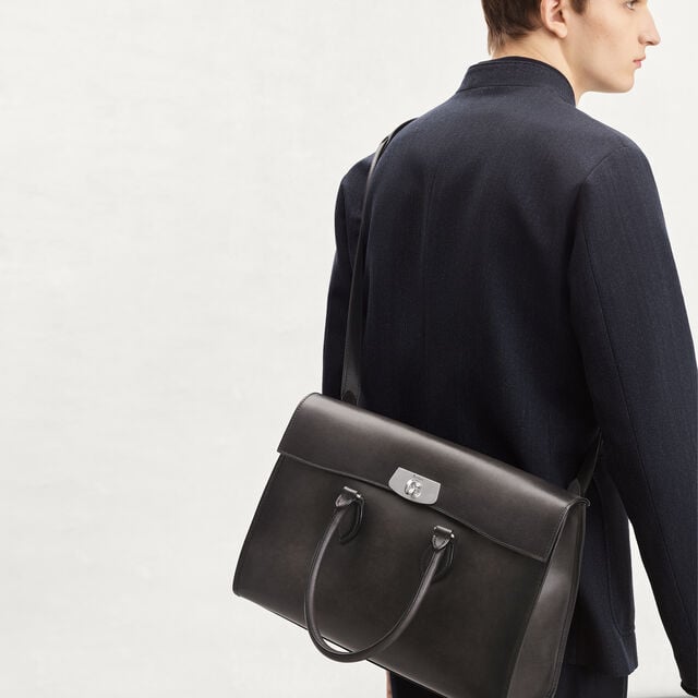 E'Mio Briefcase In Leather, GREY FLANEL, hi-res 2