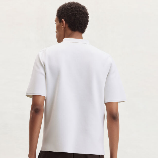 Cotton Silk Zipped Polo, OFF WHITE, hi-res 3