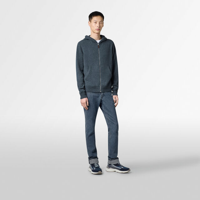 Straight Denim Pants, WASHED BLUE, hi-res 2