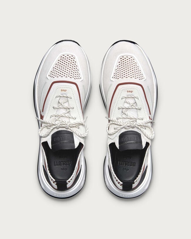 쉐도우 니트 & 레더 스니커즈, Light Grey & Rust, hi-res