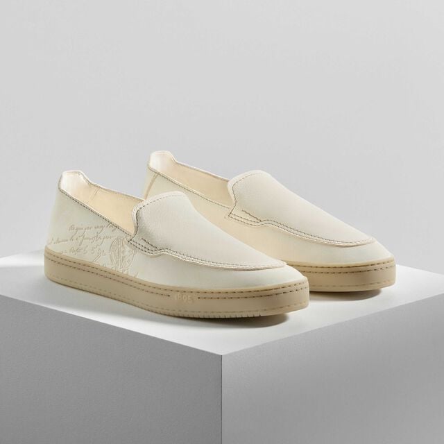 Mocassin Eden En Cuir Scritto, OFF WHITE, hi-res 8