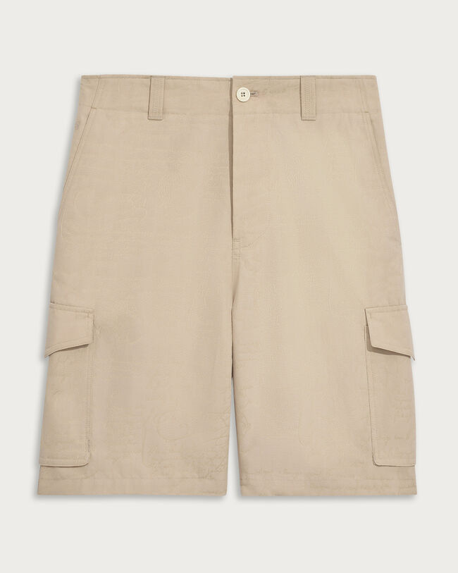 Scritto Pattern Cargo Shorts, Natural Beige, hi-res