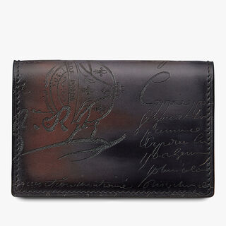 Imbuia Scritto Leather Card Holder, CHARCOAL BROWN, hi-res
