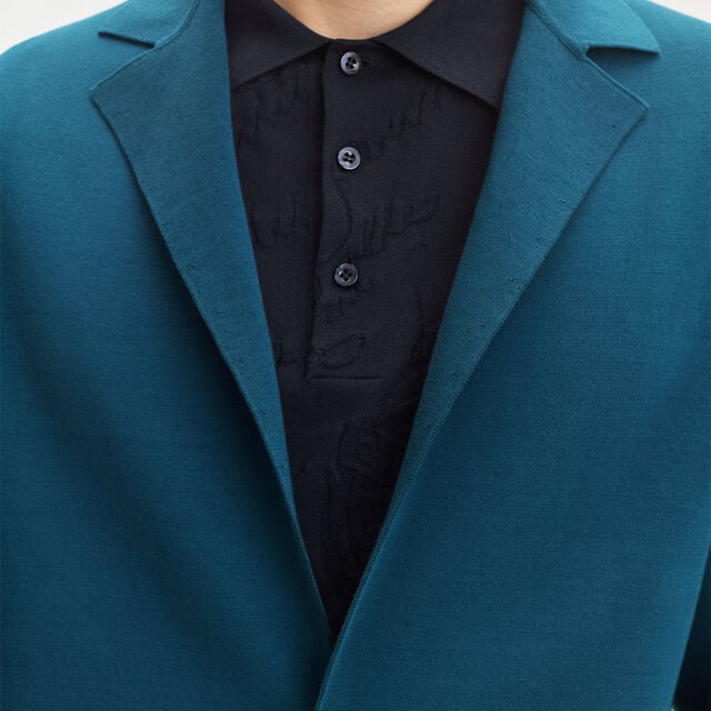 Double Face Scritto Knitted Jacket, NILE BLUE, hi-res 5