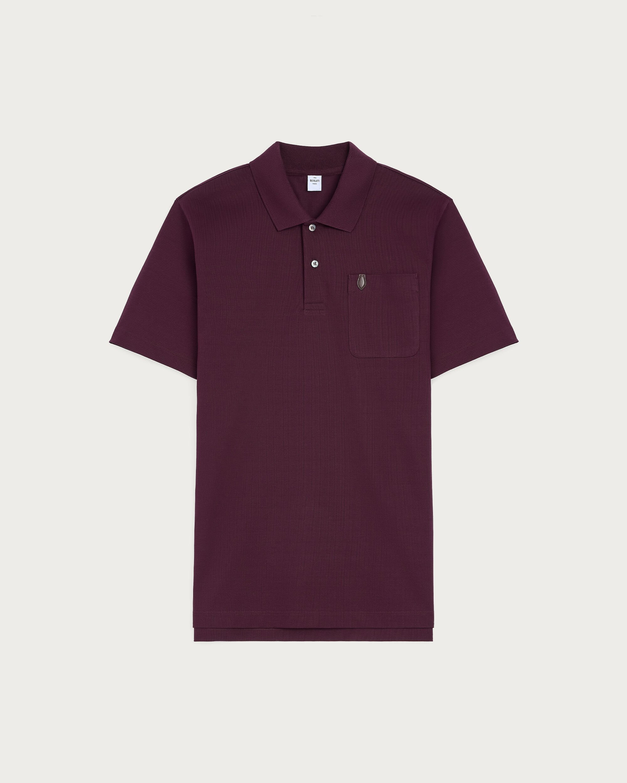 Leather Detail Polo, Purple Grape, hi-res