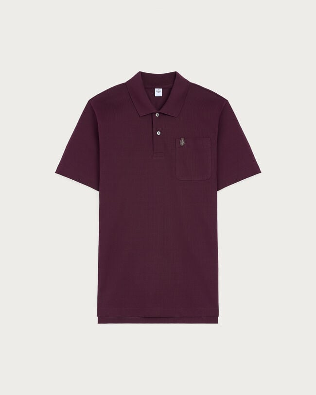 Leather Detail Polo, Purple Grape, hi-res