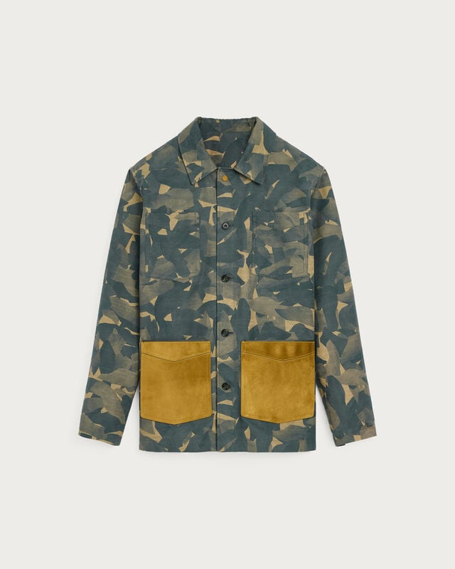 Camouflage Military Overshirt with Suede Details, Green Camo Shoes, hi-res