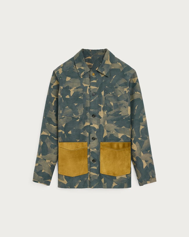 Camouflage Military Overshirt with Suede Details, Green Camo Shoes, hi-res