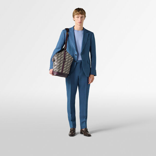Classic Linen Slim Pants, BLEU DE SMALT, hi-res 4