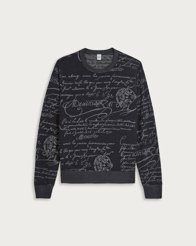 Classic Scritto Crewneck, Navy & Grey Scritto, hi-res