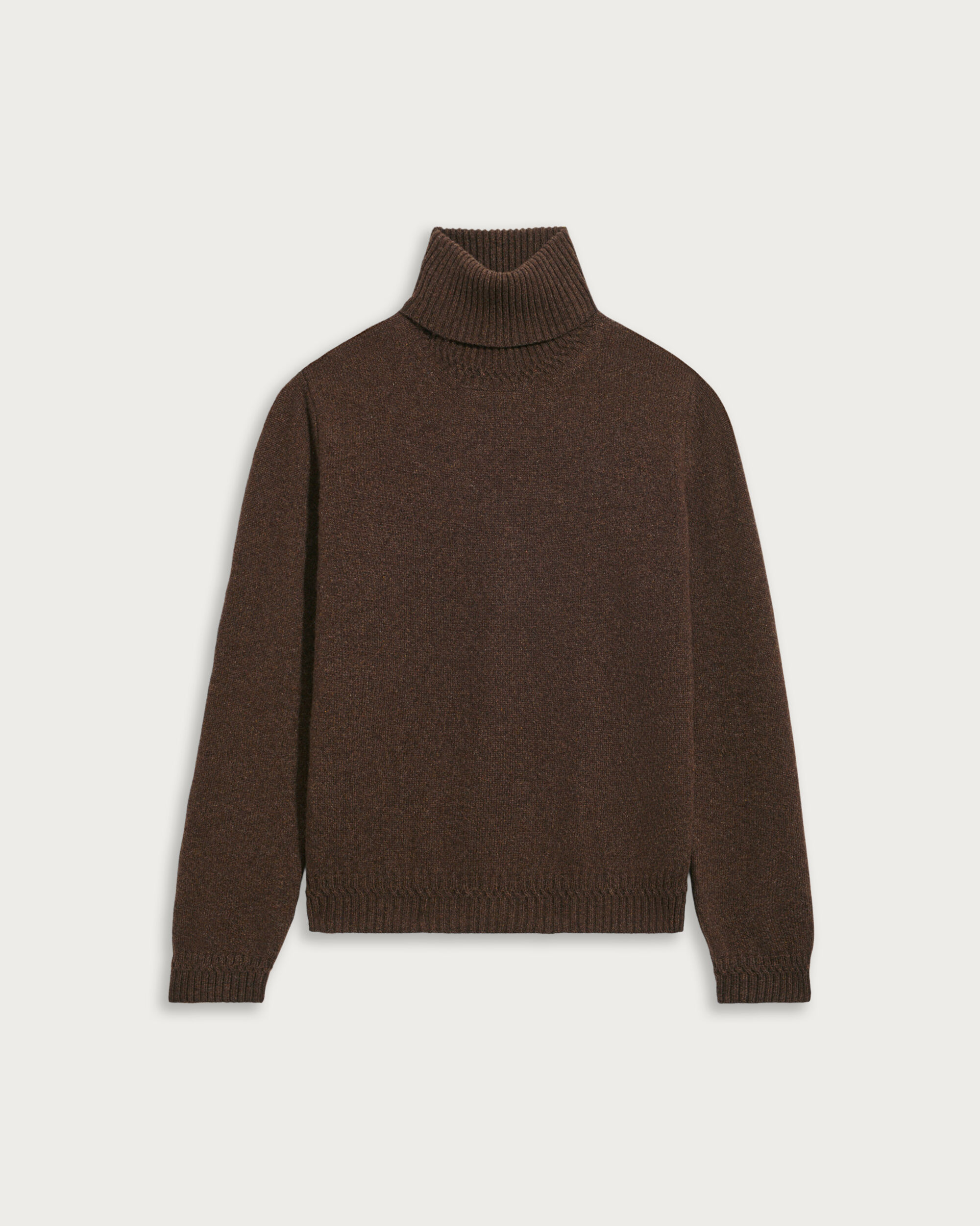 Turtleneck with Leather Detail, Earth Brown, hi-res