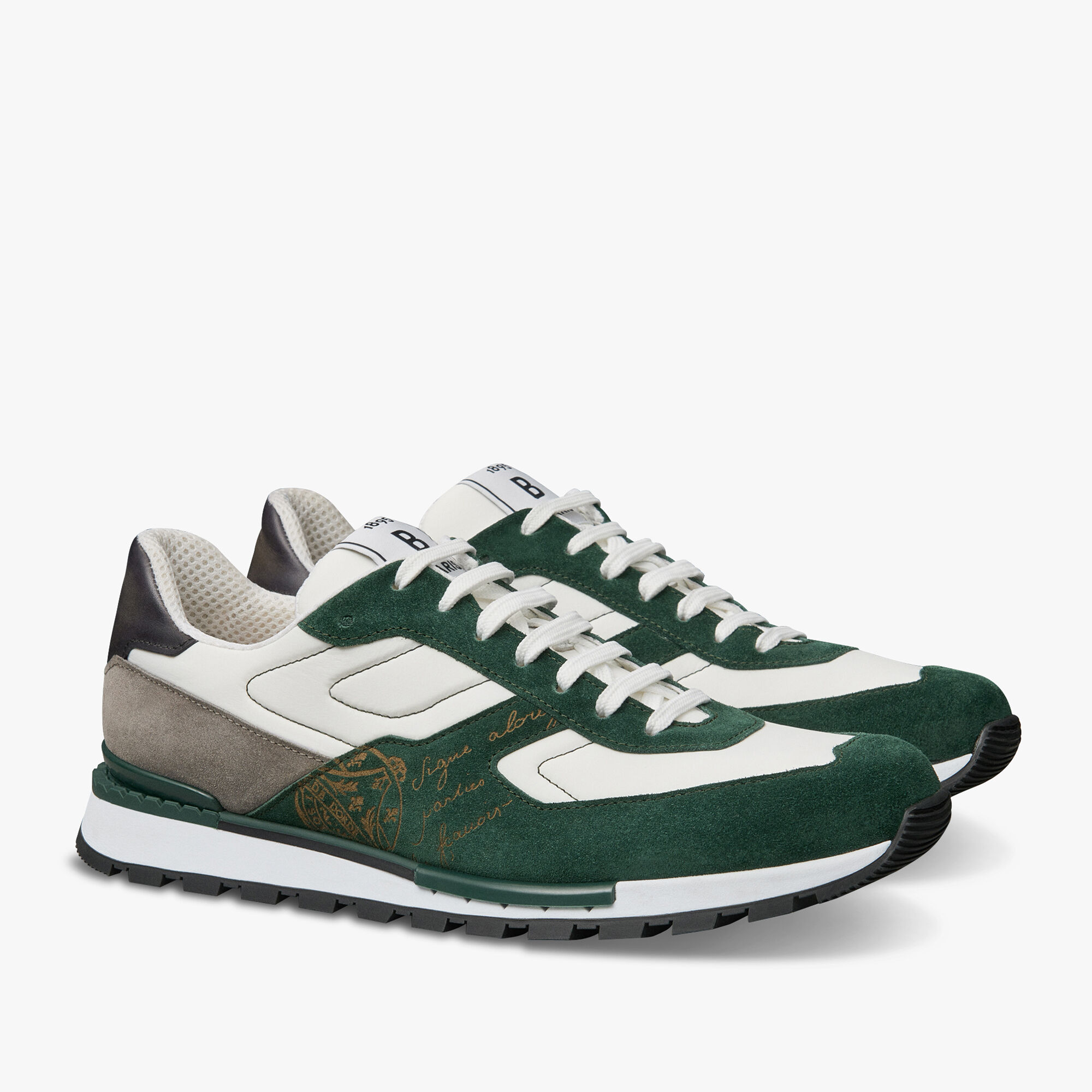 Fast Track Suede Leather And Nylon Sneaker, GREEN, hi-res 2