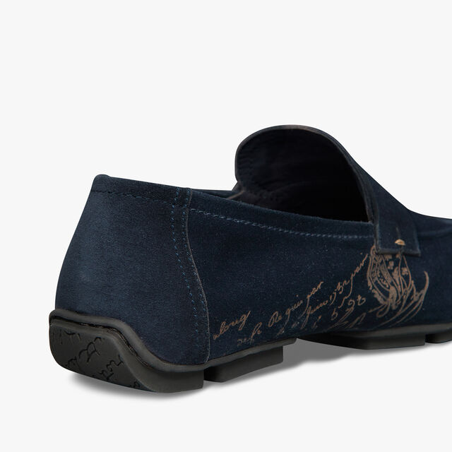 Lorenzo Drive Scritto Camoscio Leather Loafer, NAVY, hi-res 5