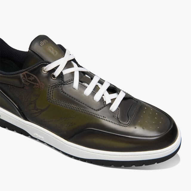 Sneaker Playoff En Cuir De Veau Venezia Scritto, NERO CAVIAR, hi-res 6