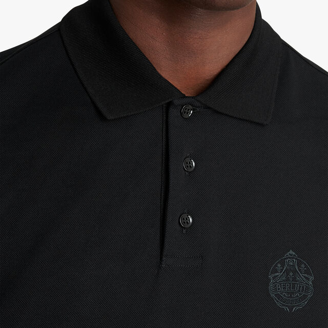 Polo Shirt With Embroidered Crest, NOIR, hi-res 4
