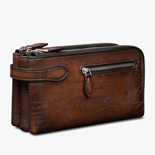 Tiriwa Scritto Leather Pouch, CACAO INTENSO, hi-res 3