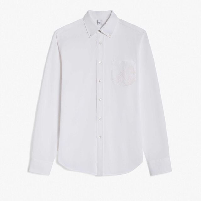 Chemise Piquée Avec Poche Scritto, BLANC OPTIQUE, hi-res 1