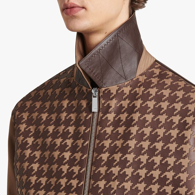 Wool Blouson With Houndstooth Leather Pattern, RIVERSTONE, hi-res