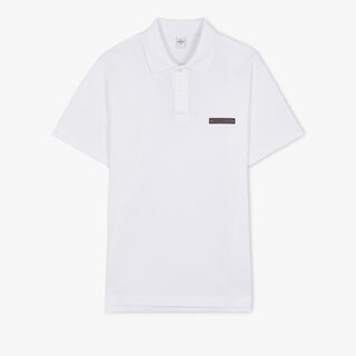 Polo Shirt With Leather Tag, COTTON WHITE, hi-res