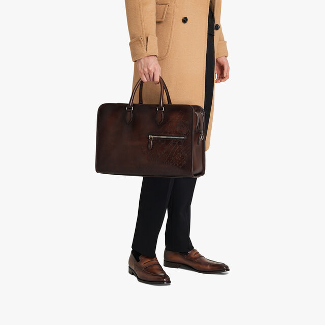 F088 Scritto Leather Briefcase, SOFT BROWN, hi-res 8