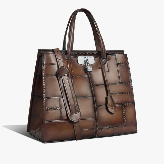 Luti 38 Leather Tote Bag, MARRONE INTENSO, hi-res 3