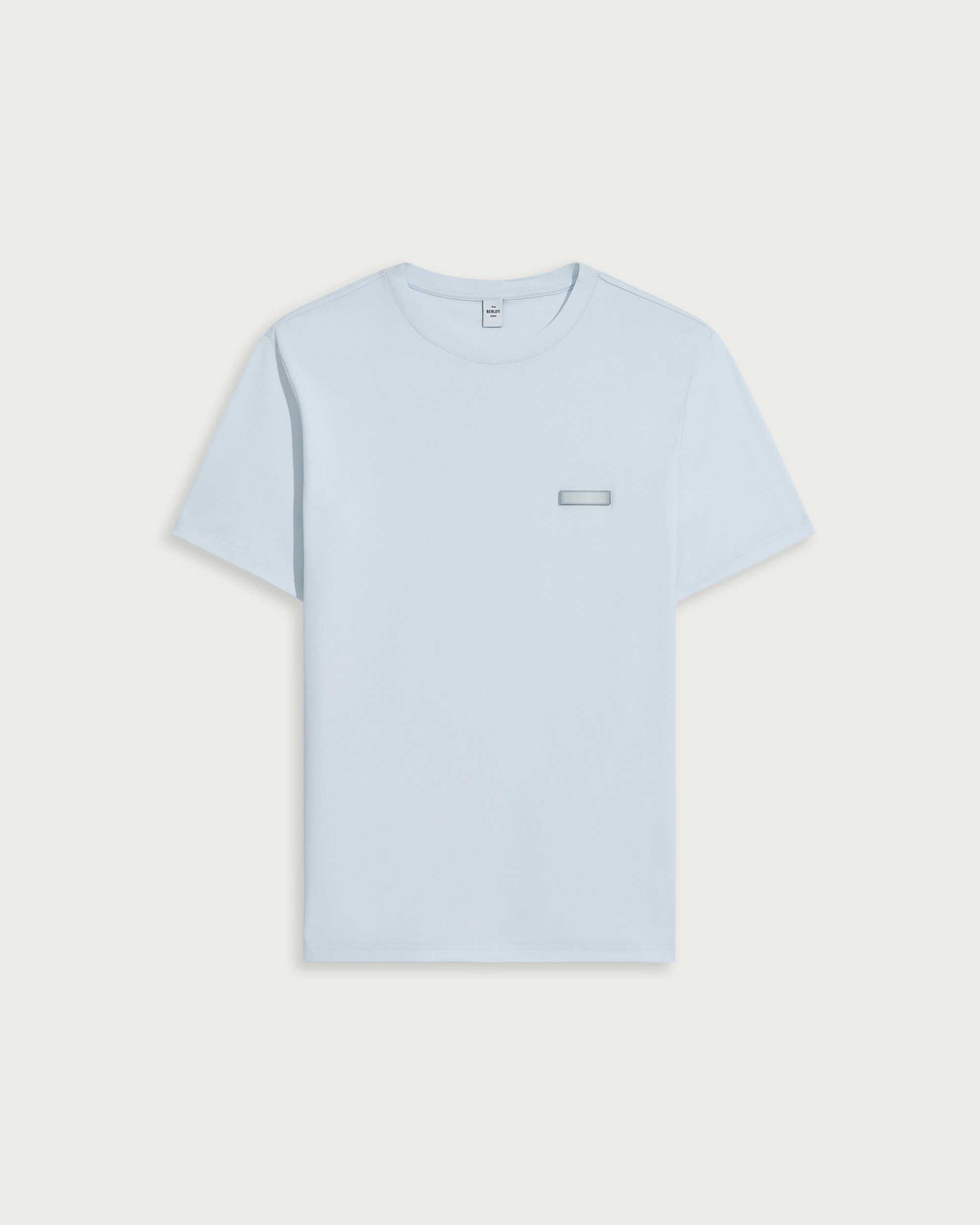 T-shirt with Leather Detail, Sky Blue, hi-res