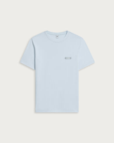 T-shirt with Leather Detail, Sky Blue, hi-res
