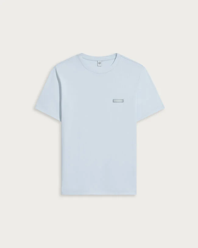 T-shirt with Leather Detail, Sky Blue, hi-res
