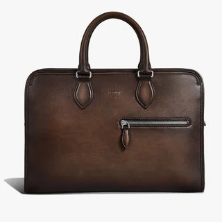 Un Jour Mini Leather Briefcase, SOFT BROWN, hi-res
