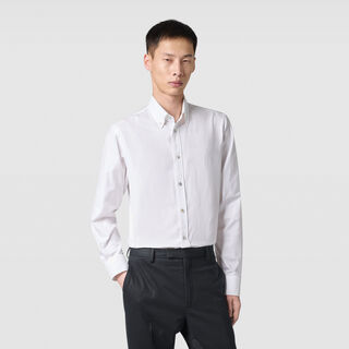 Cotton Scritto Alessandro Buttondown Shirt, BLANC OPTIQUE, hi-res