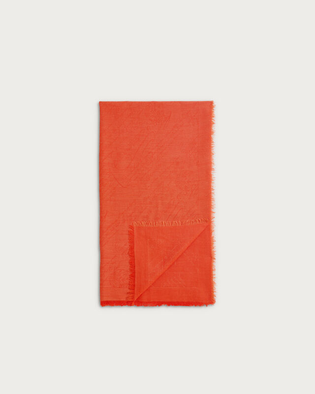 Scritto Pattern Scarf, Bright Coral, hi-res