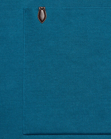 レザーディテール ダブルフェイス ニット ジャケット, Nile Blue, hi-res