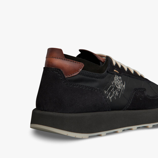 Light Track Suede Leather and Nylon Sneaker, BLACK, hi-res 4