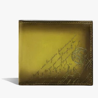 Makore Scritto Leather Compact Wallet, JUNGLE GREEN, hi-res